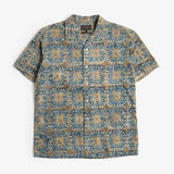 Beams Plus Open Collar Block Print Flower Shirt