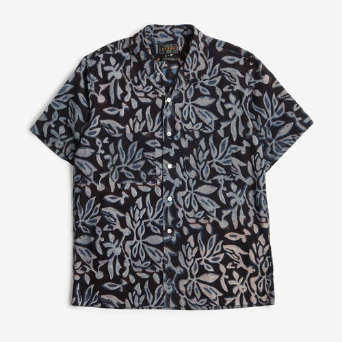 Beams Plus Open Collar Block Print Leaf Shirt