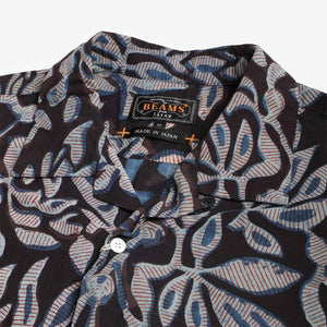 Beams Plus Open Collar Block Print Leaf Shirt