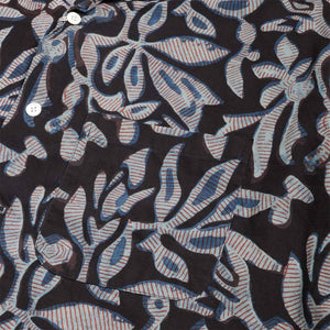 Beams Plus Open Collar Block Print Leaf Shirt