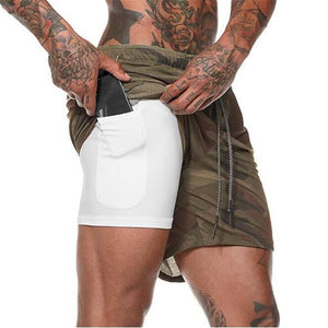 2 in 1  Camouflage Fitness And Gym Shorts